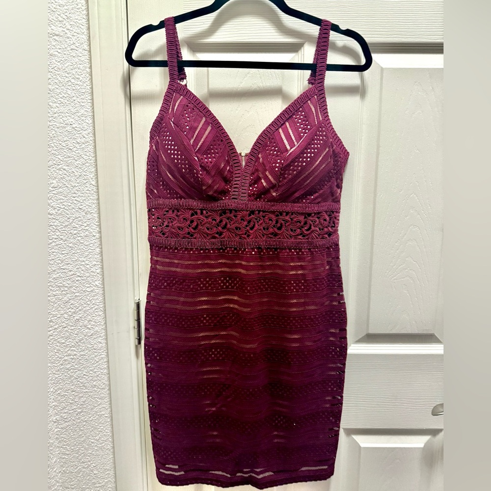 Burgundy Lace Midi Dress